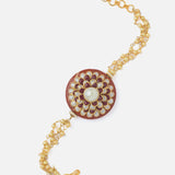 Gold Plated Red Womens Beaded Bracelet