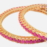 Zia Gold Plated PinkWomens Zircon Pair of Bangles