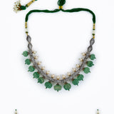 Florence Green Womens Kundan, Polki Short Necklace Set with Pair of Earrings (Freesize)