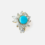 Gold Plated Blue Womens Pair of Stud Earrings
