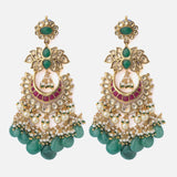 Gold Plated Green Womens Pair of Dangler Earrings