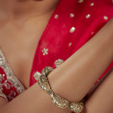 Florence Gold Plated Kundan, Polki Womens Kadas (Freesize)