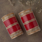 Gold Plated Red Womens Pair of Chuda Set