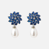 Florence Silver Plated Blue Womens Pair of Drop Earrings