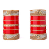 Gold Plated Red Womens Pair of Chuda Set