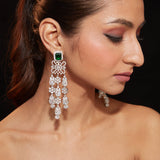 Zia Silver Plated Green Womens Emerald Synthetic Zircon Pair of Earrings