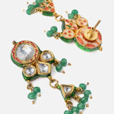 Saadgi Gold Plated Green Womens Pair of Drop Earrings