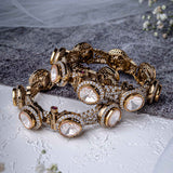Gold Plated Womens Synthetic Stone Pair of Bangles