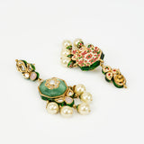 Saadgi Gold Plated Green Kundan, Polki Womens Pair of Drop Earrings (Freesize)