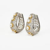 Florence Silver Plated Gold Zircon Womens Pair of Hoop Earrings (Freesize)