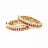 Saadgi Gold Plated Pink Kundan, Polki Womens Pair of Bangles