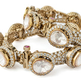 Gold Plated Womens Synthetic Stone Pair of Bangles