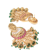 Isvaraah 2.0 Gold Plated Green Womens Pair of Chandbali Earrings