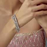 Zia Silver Plated Zircon Womens Pair of Bangles