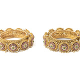 Gold Plated Pink Womens Kundan, Polki Pair of Bangles