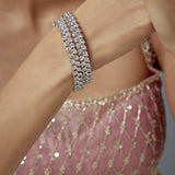 Zia Silver Plated Zircon Womens Pair of Bangles