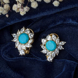 Gold Plated Blue Womens Pair of Stud Earrings