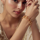 Saadgi Gold Plated Pink Womens Kundan, Polki Pair of Bangles