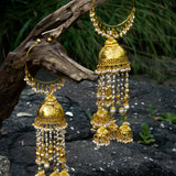Gold Plated Womens Kundan, Polki Pair of Kaleeras