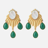 Gold Plated Green Womens Kundan & Polki Drop Pair of Earrings
