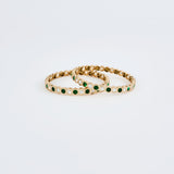 Saadgi Gold Plated Green Womens Kundan, Polki Pair of Bangles