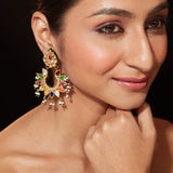 Inaayat Gold Plated Multicolored Womens Kundan, Polki Pair of Earrings