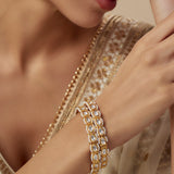 Saadgi Gold Plated White Womens Kundan, Polki Pair of Bangles