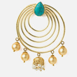 Gold Plated Blue Womens Pair of Hoop Earrings