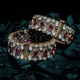 Florence Gold Plated Red Womens Kundan, Polki Pair of Bangles