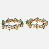 Gold Plated Red Colored Kundan, Polki Womens Pair of Bangles