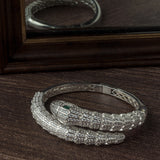 Silver Plated Green Colored Zircon Womens Kada