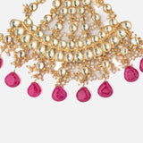 Gold Plated Pink Womens Kundan, Polki Paasa