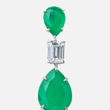 Silver Plated Green Womens Diamond Drop Pair of Earrings