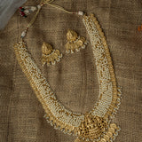 Gold Plated Womens Kundan, Polki Necklace Set with Pair of Earrings