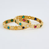 Saadgi Gold Plated Multicolored Womens Kundan, Polki Pair of Bangles
