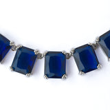 Silver Plated Blue Womens Short Necklace Set with Pair of Earrings