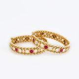 Saadgi Gold Plated Pink Womens Kundan, Polki Pair of Bangles