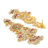 Gold Plated Red Womens Synthetic Stone Pair of Earrings