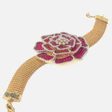 Gold Plated Pink Colored Zircon Womens Bracelet