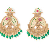 Isvaraah 2.0 Gold Plated Green Womens Pair of Chandbali Earrings