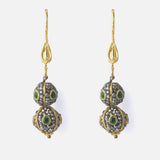 Gold Plated Green Womens Synthetic Stone Drop Pair of Earrings
