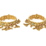 Gold Plated Multicolored Womens Polki Pair of Bangles