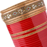Gold Plated Red Womens Pair of Chuda Set