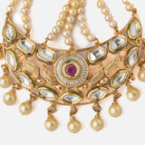 Gold Plated White Womens Kundan, Polki Paasa