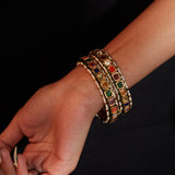 Inaayat Gold Plated Multicolored Womens Kundan, Polki Pair of Bangles