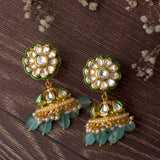 Saadgi Gold Plated Green Womens Pair of Jhumka Earrings