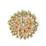 Saadgi Gold Plated Green Womens Kundan, Polki Ring