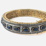 Gold Plated Black Colored Synthetic Stone Womens Kada