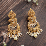 Isvaraah 2.0 Gold Plated White Womens Pair of Chandbali Earrings