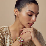 Antara Gold Plated Multicolored Womens Kundan, Polki Pair of Bangles